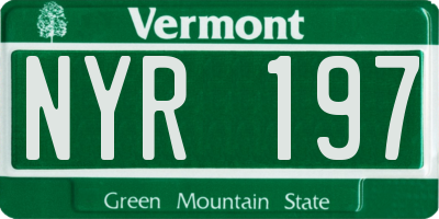 VT license plate NYR197