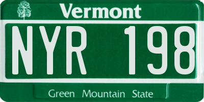 VT license plate NYR198