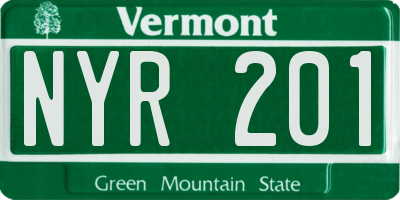 VT license plate NYR201