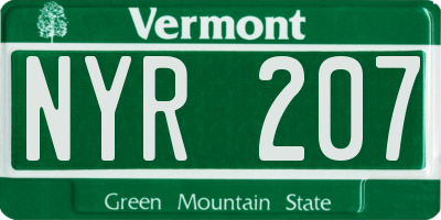 VT license plate NYR207
