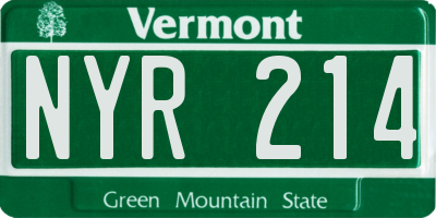 VT license plate NYR214