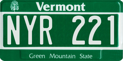 VT license plate NYR221