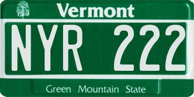 VT license plate NYR222