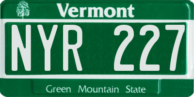 VT license plate NYR227