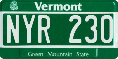 VT license plate NYR230