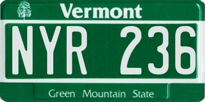 VT license plate NYR236