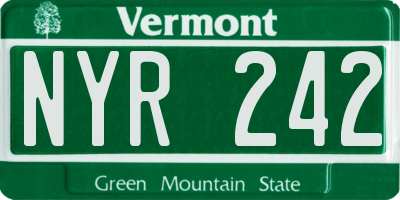 VT license plate NYR242