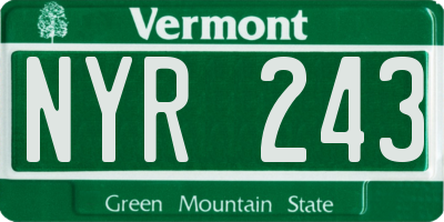 VT license plate NYR243