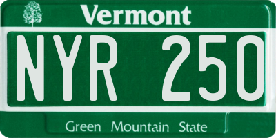 VT license plate NYR250