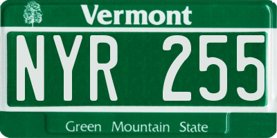 VT license plate NYR255