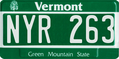 VT license plate NYR263