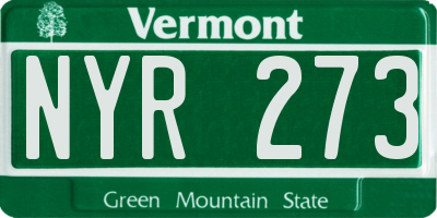 VT license plate NYR273