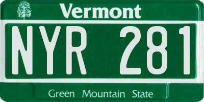 VT license plate NYR281