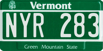 VT license plate NYR283
