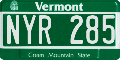 VT license plate NYR285