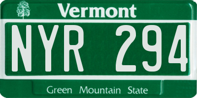 VT license plate NYR294