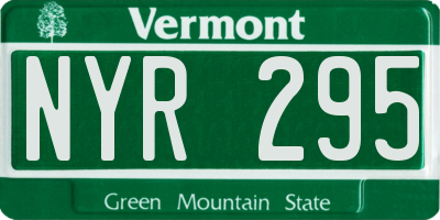 VT license plate NYR295