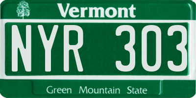 VT license plate NYR303