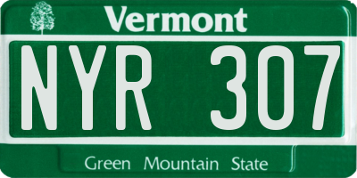 VT license plate NYR307