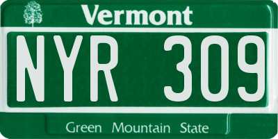 VT license plate NYR309