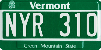 VT license plate NYR310