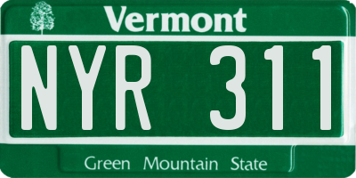 VT license plate NYR311