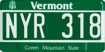 VT license plate NYR318