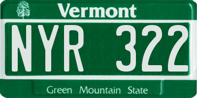 VT license plate NYR322