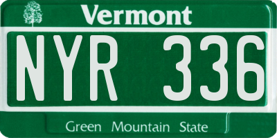 VT license plate NYR336