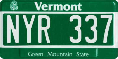 VT license plate NYR337