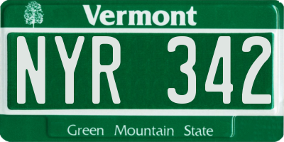 VT license plate NYR342
