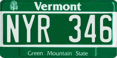 VT license plate NYR346