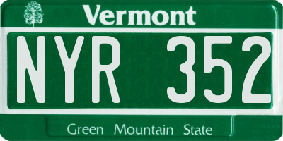 VT license plate NYR352