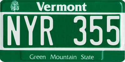 VT license plate NYR355