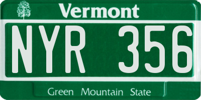 VT license plate NYR356