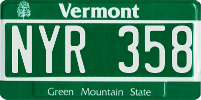 VT license plate NYR358