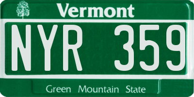VT license plate NYR359