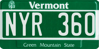 VT license plate NYR360
