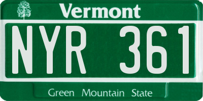 VT license plate NYR361