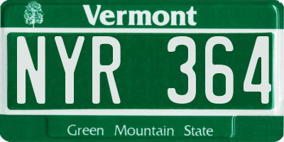 VT license plate NYR364