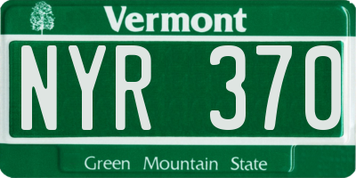 VT license plate NYR370