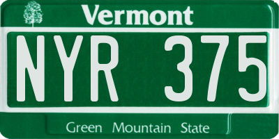 VT license plate NYR375