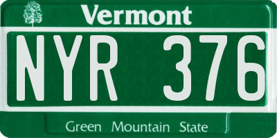 VT license plate NYR376