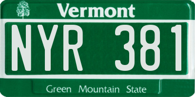 VT license plate NYR381