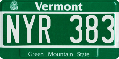 VT license plate NYR383