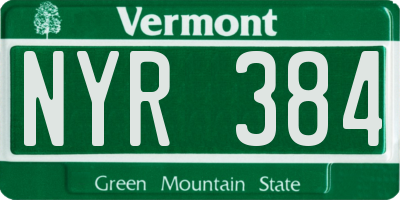 VT license plate NYR384