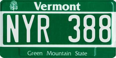 VT license plate NYR388