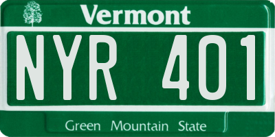 VT license plate NYR401