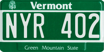 VT license plate NYR402