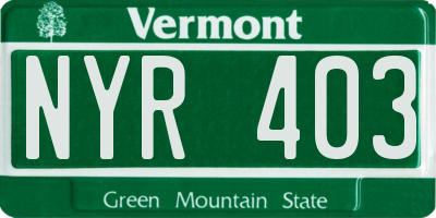 VT license plate NYR403